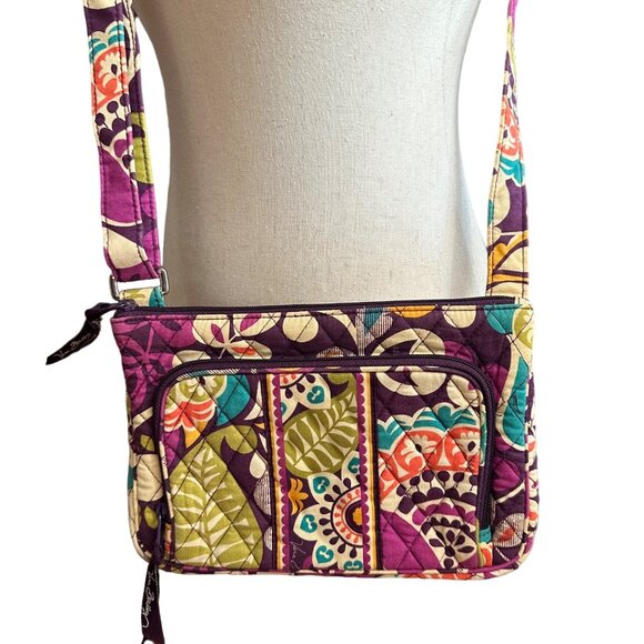 Vera Bradley Plum Crazy Purple Floral Crossbody Shoulder Bag Cloth Fabric Purse - Picture 4 of 12